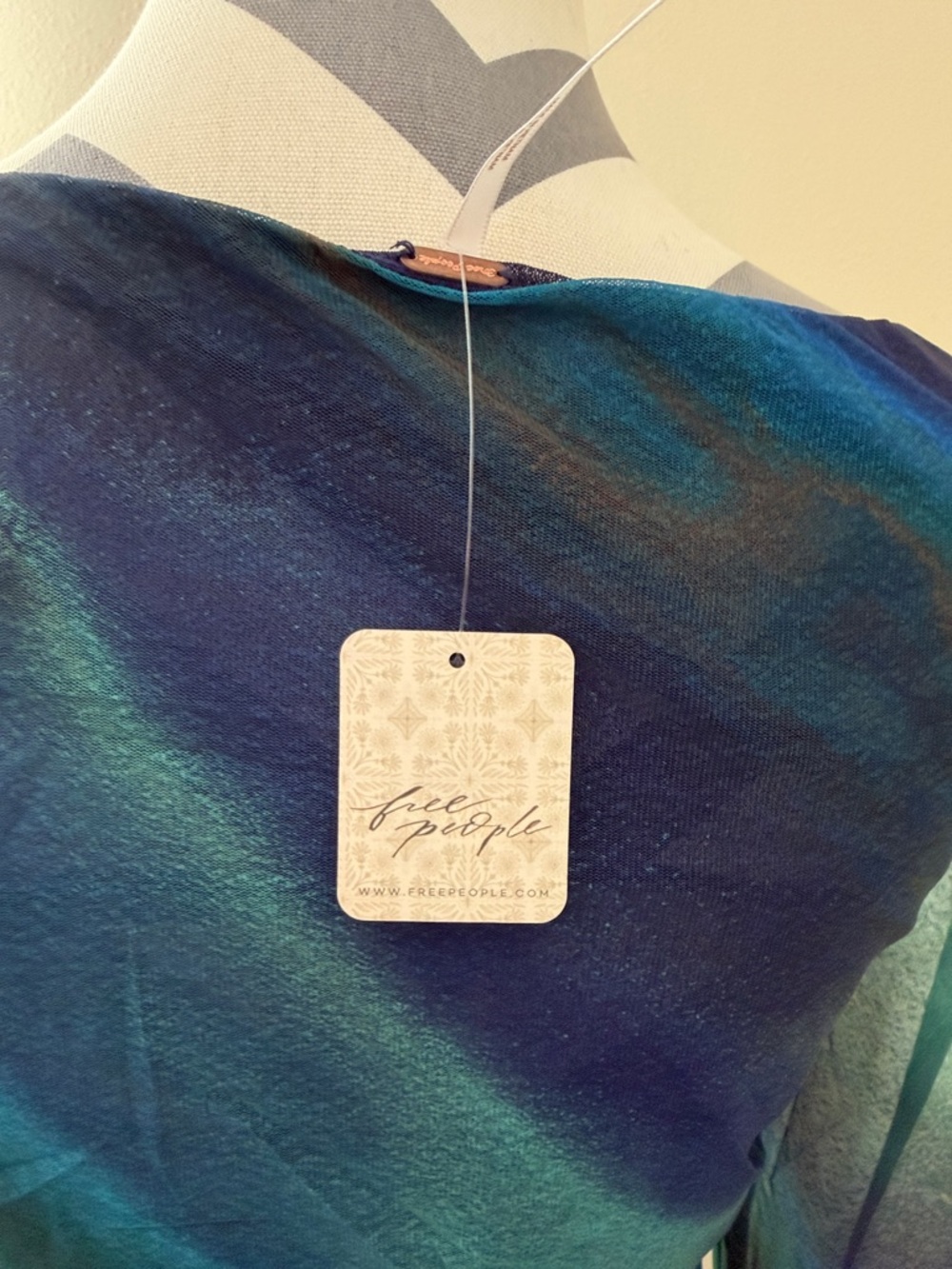 Free People Teal & Blue Long Sleeve Maxi Dress - Picture 4 of 7